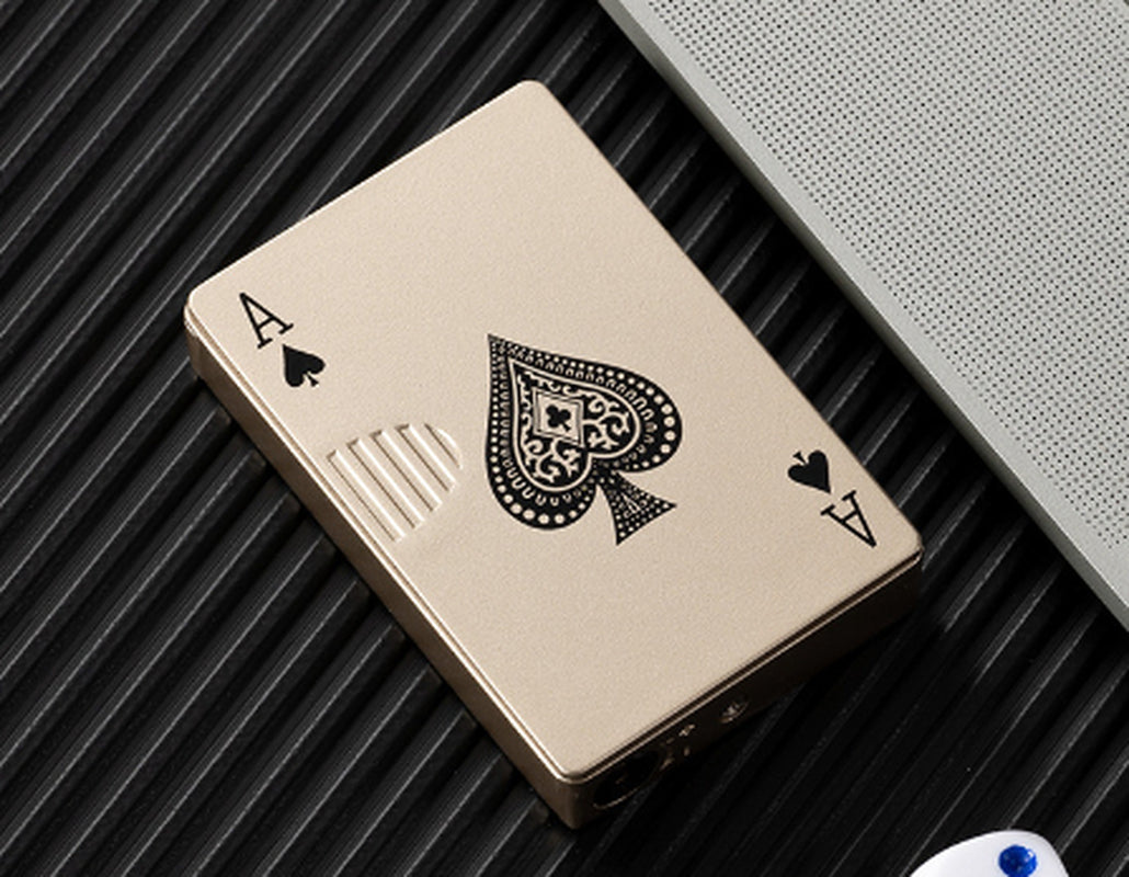 Creative Playing Card Lighter Jet Torch Green Flame Poker Lighter Metal Windproof Playing Card Lighter Funny Toy Smoking Accessories