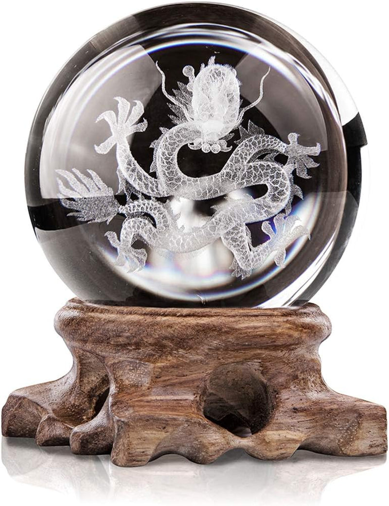 3D Angel Figurines Crystal Ball 60Mm Laser Engraved Paperweight Glass Guardian Angel Full Sphere Home Art Decor Gift Crafts(Clear)