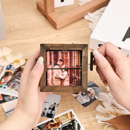 Custom Flip Book Frame Animation Wood Box, Photo Book with Light Birthday Anniversary Wedding Gift, Unique Gift for Couple, Photo Album Gift