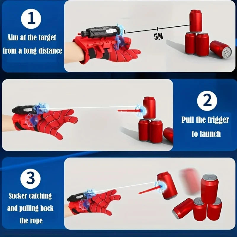 1Pc Children'S Toy Spider Web Launcher Spider Web Shooting Glove Set Creative Toys Suitable Children'S Birthday Christmas Gifts