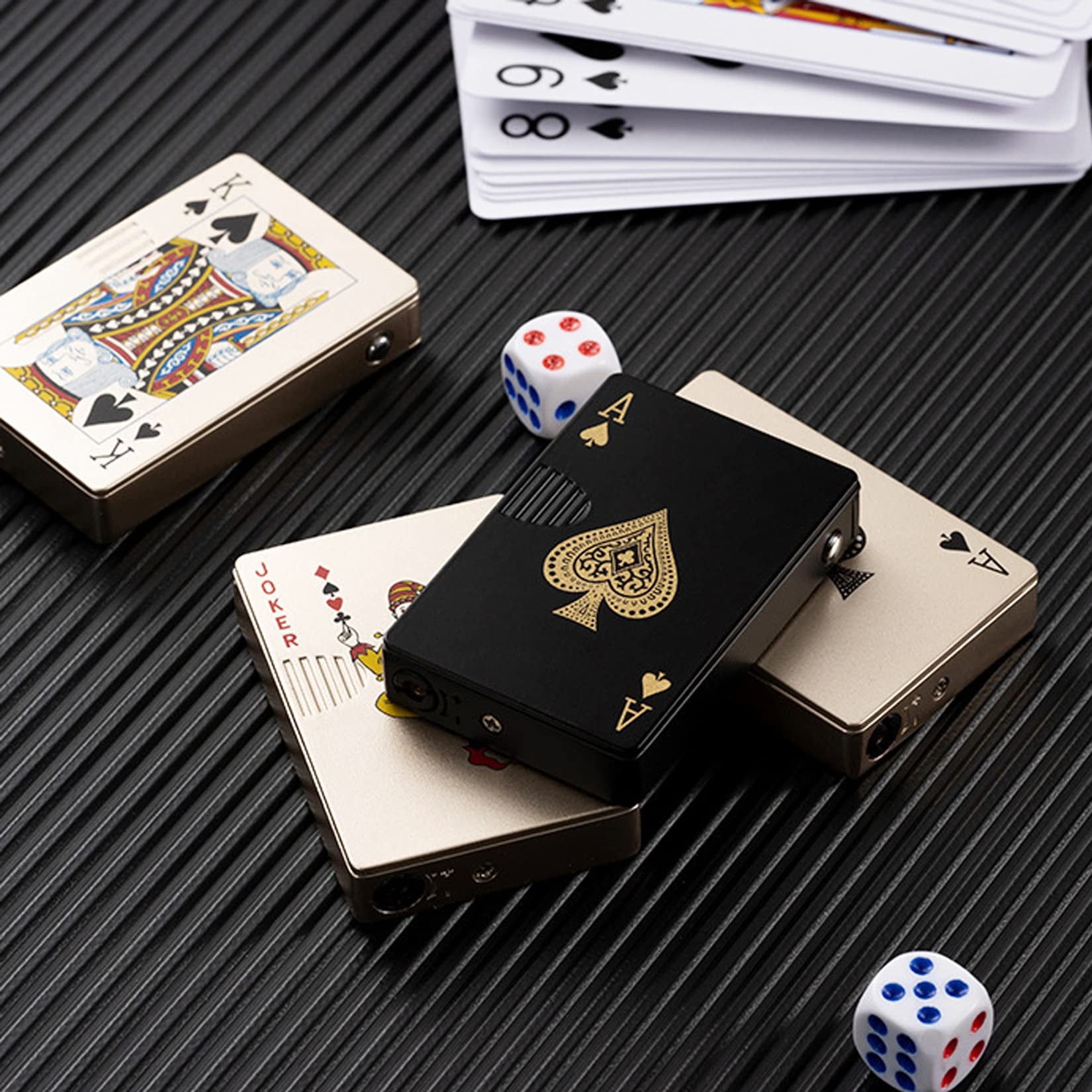Creative Playing Card Lighter Jet Torch Green Flame Poker Lighter Metal Windproof Playing Card Lighter Funny Toy Smoking Accessories