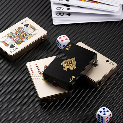 Creative Playing Card Lighter Jet Torch Green Flame Poker Lighter Metal Windproof Playing Card Lighter Funny Toy Smoking Accessories