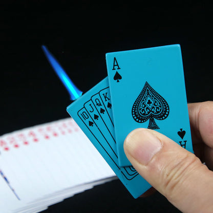 Creative Playing Card Lighter Jet Torch Green Flame Poker Lighter Metal Windproof Playing Card Lighter Funny Toy Smoking Accessories