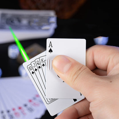 Creative Playing Card Lighter Jet Torch Green Flame Poker Lighter Metal Windproof Playing Card Lighter Funny Toy Smoking Accessories