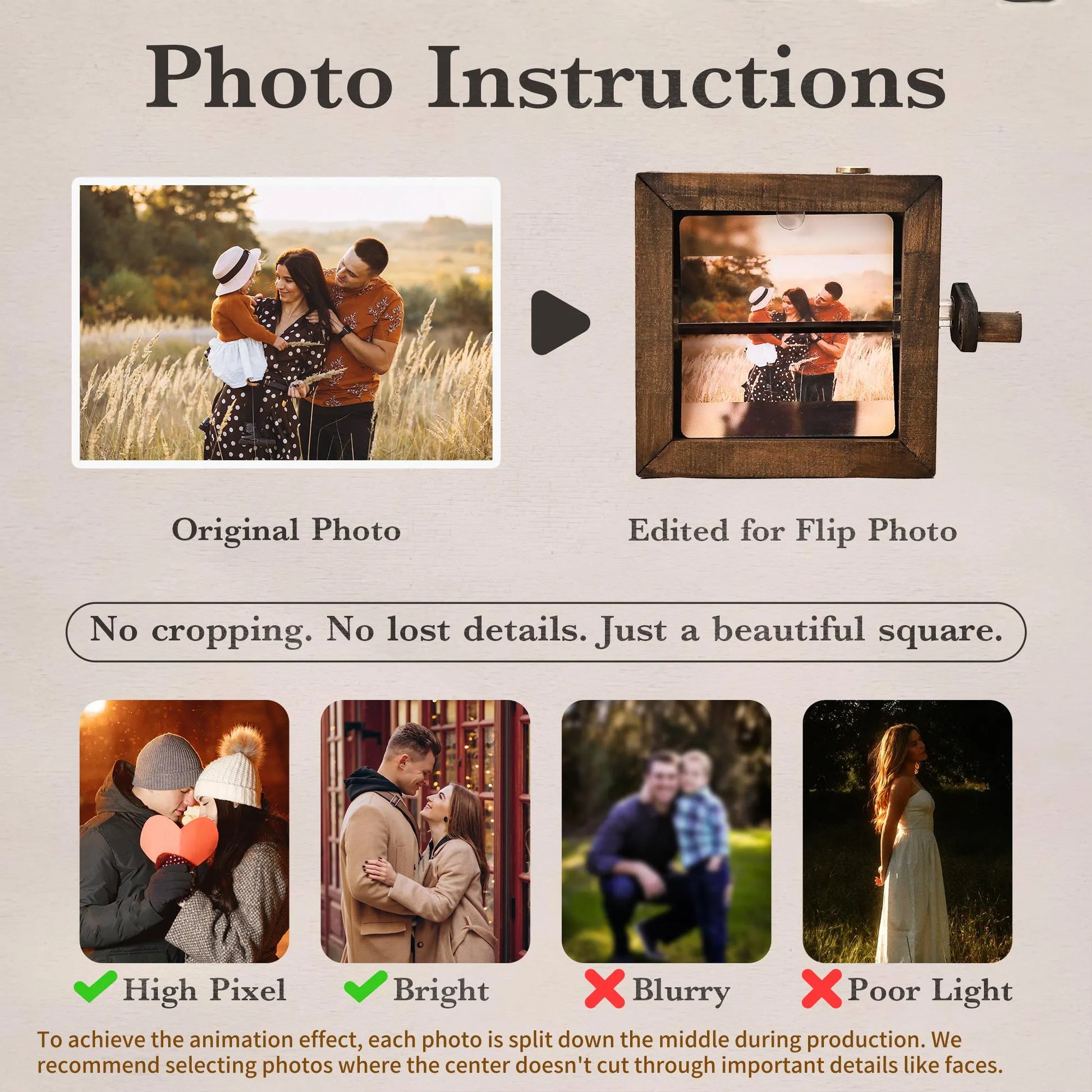Custom Flip Book Frame Animation Wood Box, Photo Book with Light Birthday Anniversary Wedding Gift, Unique Gift for Couple, Photo Album Gift